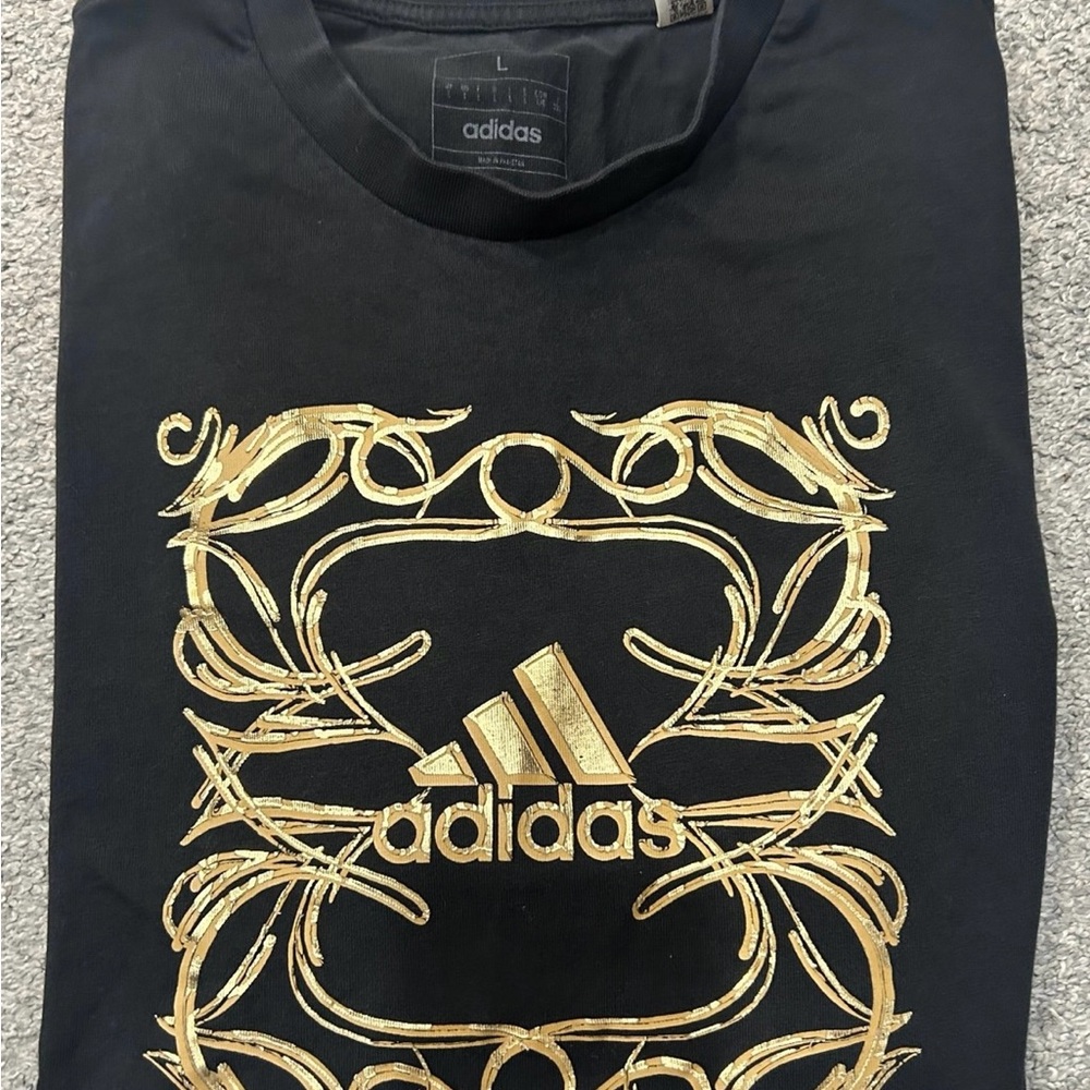 Adidas Men's Tee with Gold Graphic Design - Men's Adidas Shirt - Adidas Shirt